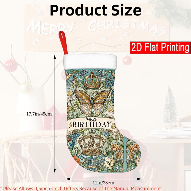 Christmas Decoration Fireplace Hanging Stocking () 1PC&1PC&4PCHappy Birthday Butterfly (4) - Pattern Christmas Gift Sock