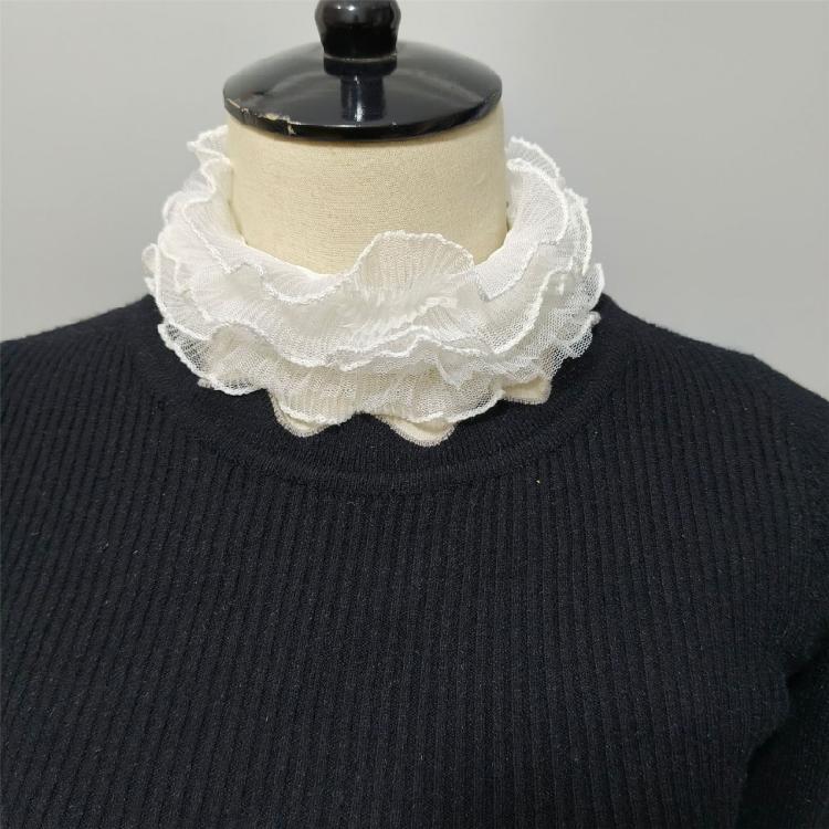 Vintage Neck Ruff Collar Victorian Layered Ruffled Mesh Choker with Ties Bandage for Women Girls Clothing Accessory