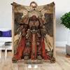 Greek Key Pattern Throw Blanket, Luxury Black & Gold Home Decor Blanket