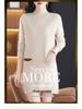 Women's Korean-Style Loose Knit Mid-Length Sweater with Pockets