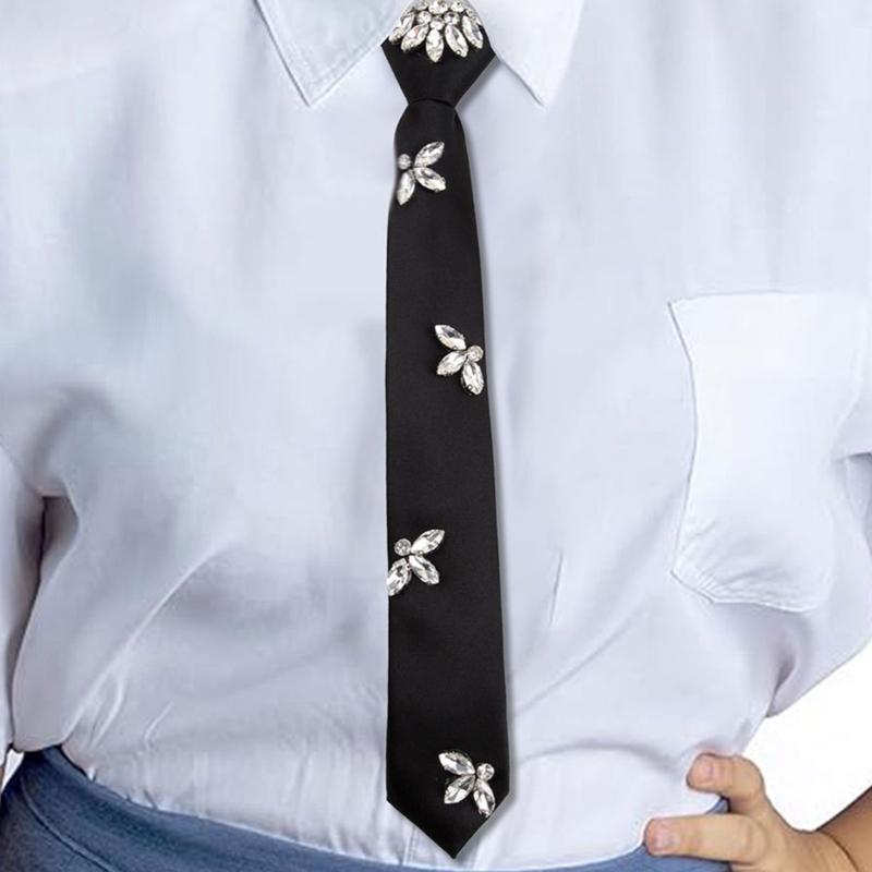 Třpytivá kamínky zdobená kravata Snadno uvázat Design Lehký polyester pro svatby večírky