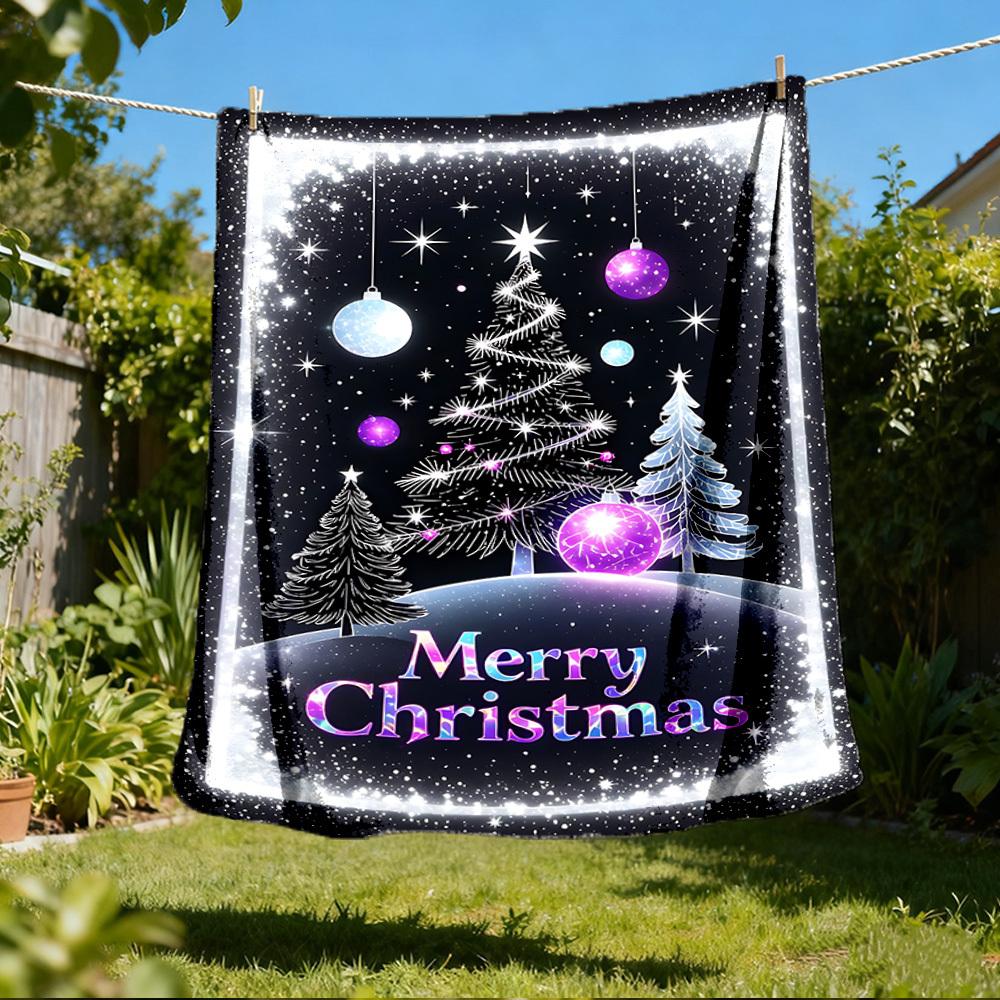 1pc Christmas Decorations Outdoor Soft Polyester Flannel Throw Blanket Versatile for All Seasons , Soft , Cozy , Warm All Season Quilted Throw ,