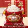 10 inch Ceramic Lucky Cat Money Bank Maneki Neko Fortune Cats Porcelain Happy Smiling Cat Figures Feng Shui Decor Ornament