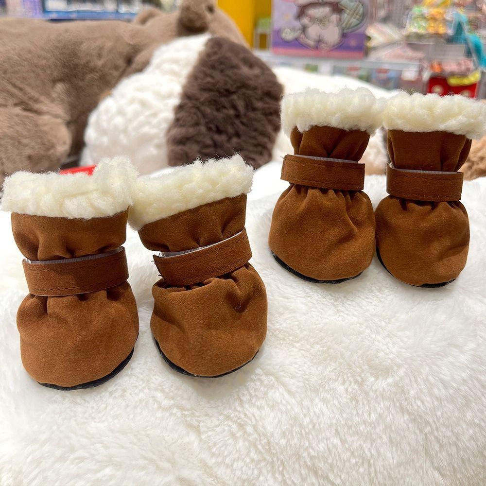 4pcs Anti-slip Pet Shoes Thickened Cats Puppy Socks New Snow Boots