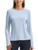 Gopuune Long Sleeve Sports Yoga Fitness Running Stretch Mesh Size Women's T-Shirt, Sweat-Wicking, Quick-Drying, Top, Shirt, (Blue, 3XL)