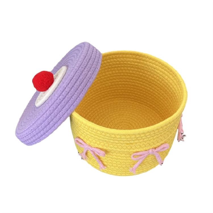 Handwoven Cotton Rope Makeup Holder Decorative Desktop Storage Basket Multipurpose Bedroom Organizer for Cosmetics