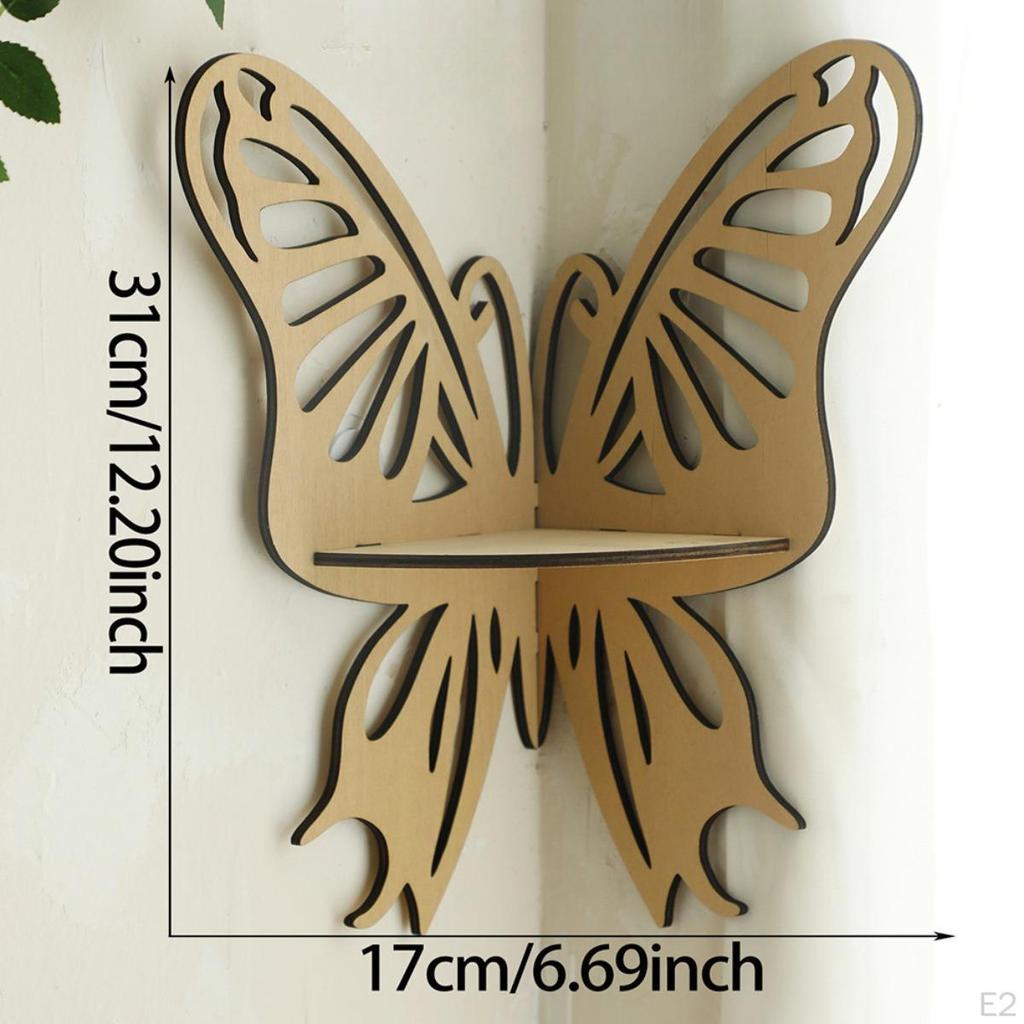 Butterfly Corner Shelf, Wall Organizer, Decorative Floating Wooden Suitable for