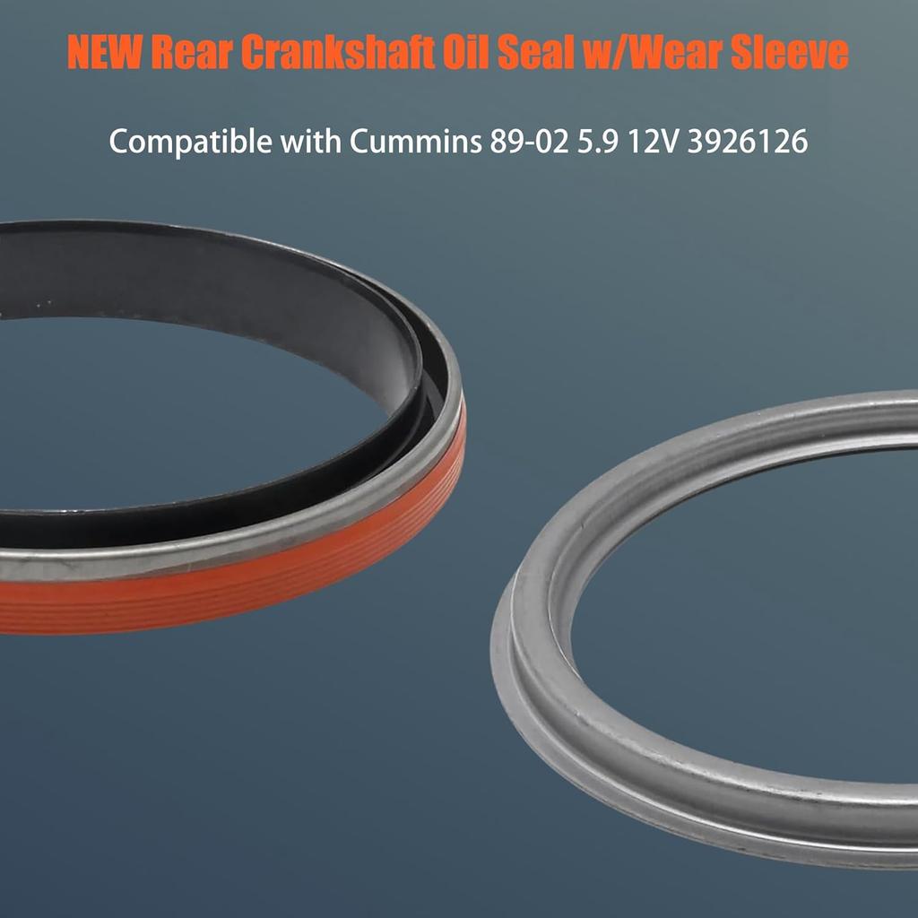 Rear Main Crank Crankshaft Seal with Sleeve 3926126 Replacement for Dodge Cumm 12V 24V 4B 4BT 6B 6BT P7100 3.9L 5.9L Engine