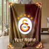 Custom Text Flannel Throw Blanket, Lightweight Cozy Bed Sofa BlanketGalatasaray FC