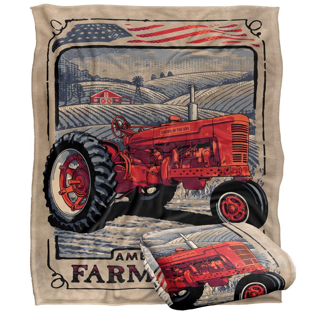 JQ Licensing Rle American Farmland Silky Tractor Supersoft Blanket