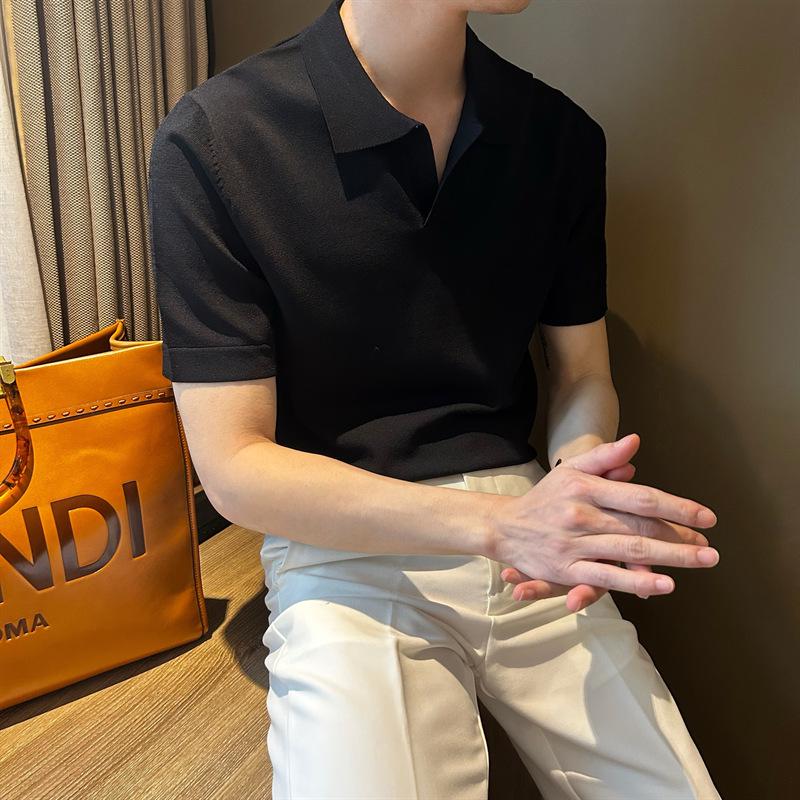 Men's Light Summer Ice Silk Knit Polo Shirt - Korean Style Trend