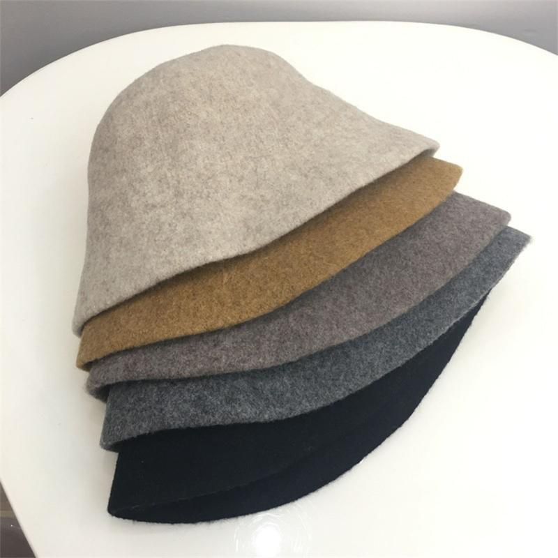 Solid Color Cloche Hat Basin Hat Wool Fisherman Hat for Chilly Outdoor Activitie