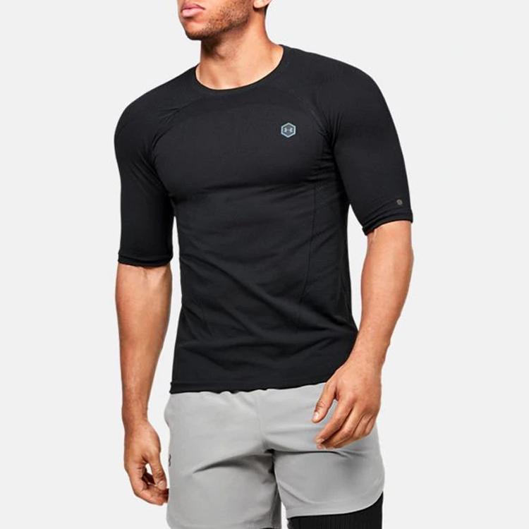 Under Armour Seamless High-Stretch Solid Color Crew Neck Slim Fit T-Shirt Men Tops Black 1351451-001