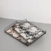 Square Handheld Metal Tray, Splashed Ink Art Leather Decorative Aromatherapy Storage Tray, Organizer, Living Room Decoration