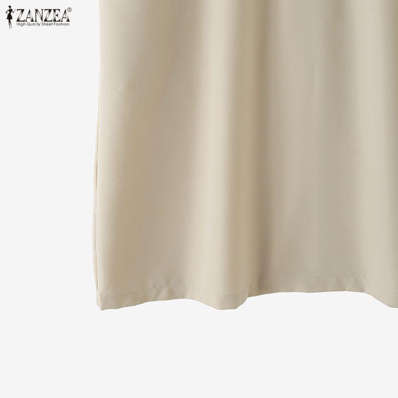 ZANZEA Women Casual Turn Down Collar Summer Short Sleeve Shirt Dress