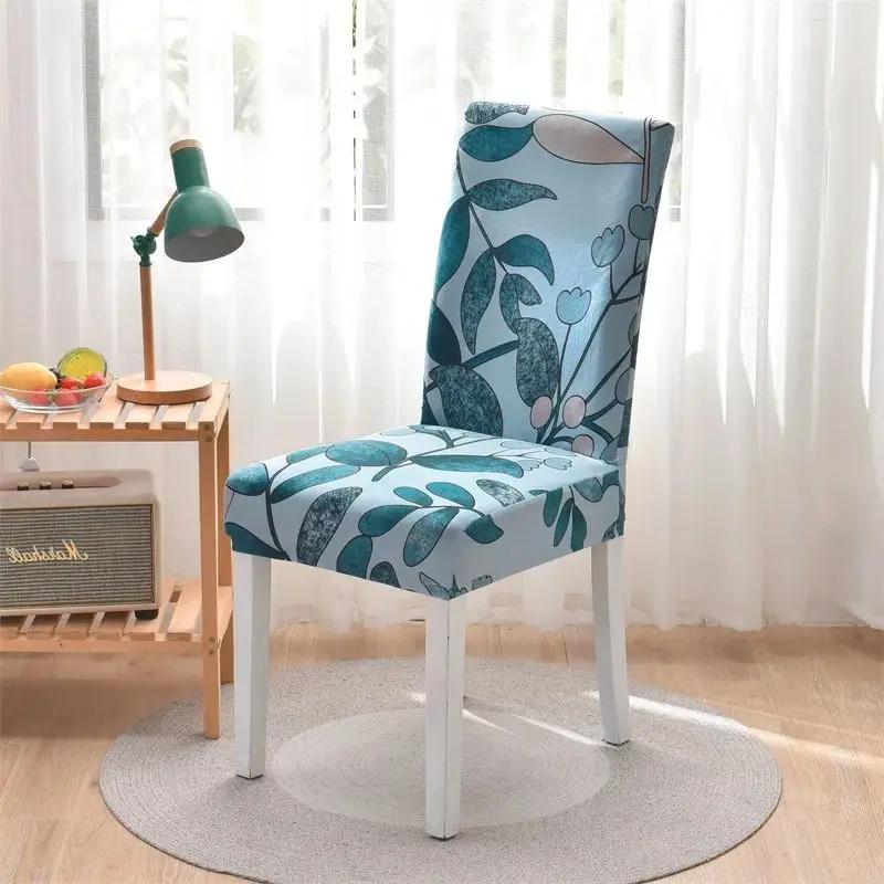 Printed Stretch Chair Cover For Dining Room Office Banquet Kitchen El Chair Protector Elastic Removable Anti-Dirty Seat Cover