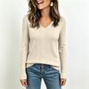 Women's Casual V-Neck Pullover Long Sleeve Sweater for Everyday Wear