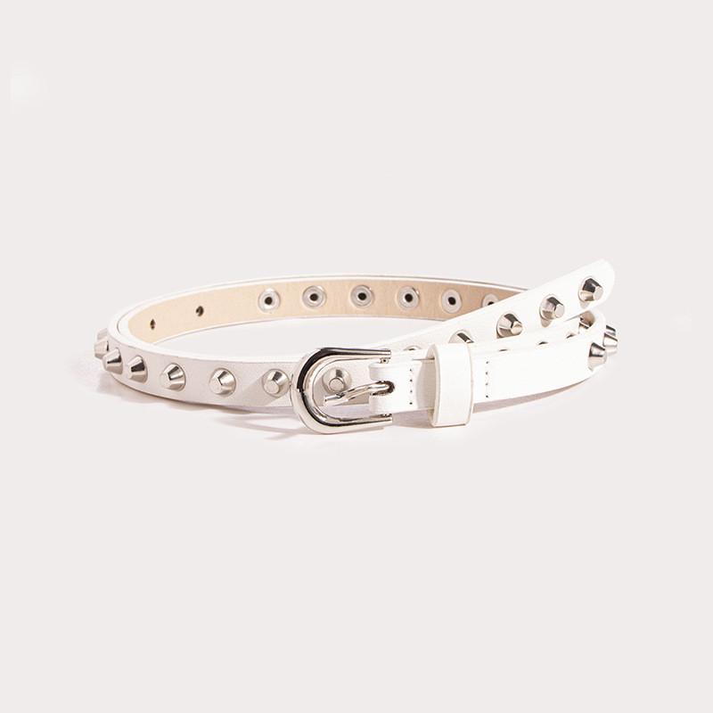 Punk Rock Female Belt With Metal Pin Closure And Dot Pattern For Casual Wear