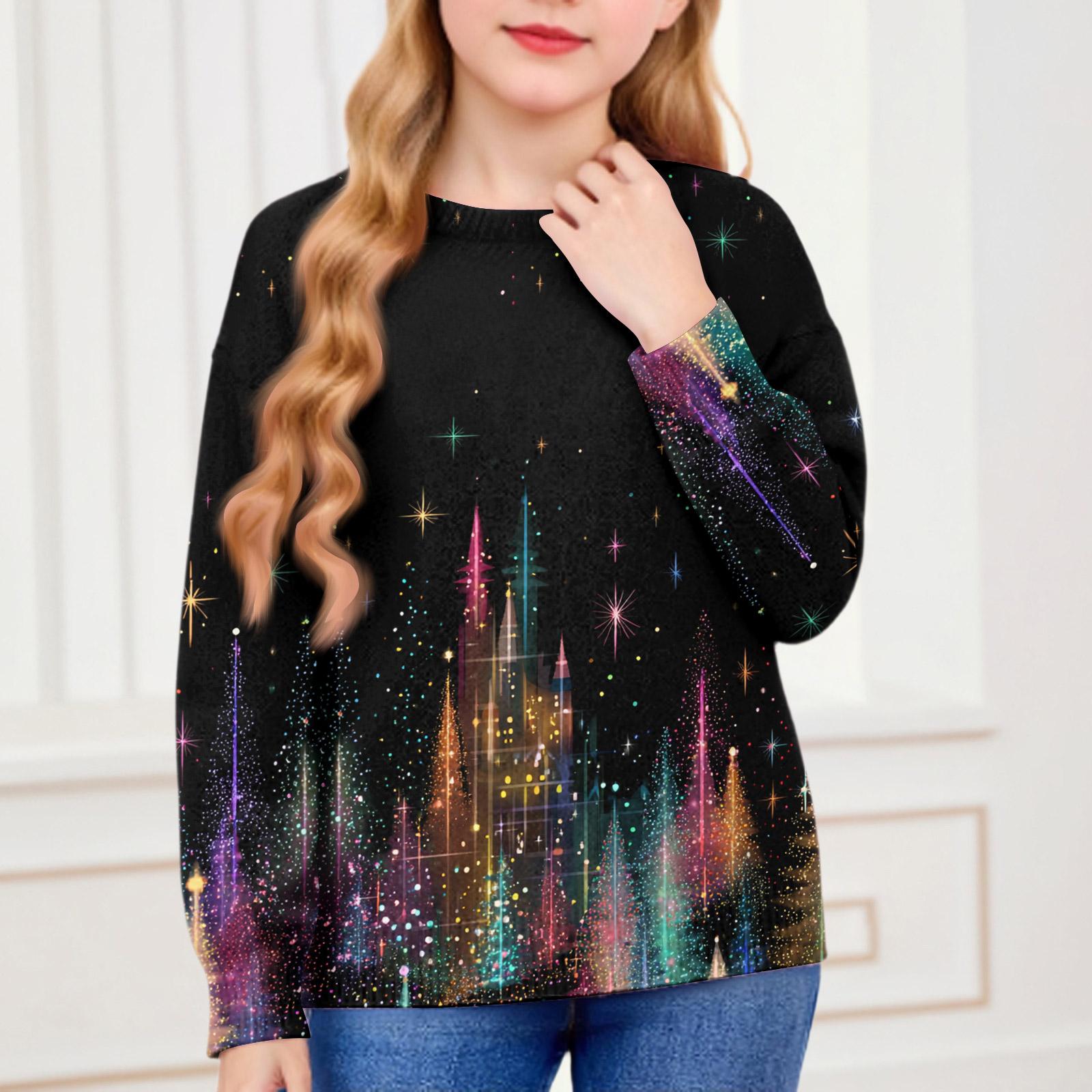 

Рождественские свитшоты для детей мальчиков и девочек вязаный свитер милая рубашка осенний пуловер с круглым вырезом топы 90 фиолетовый