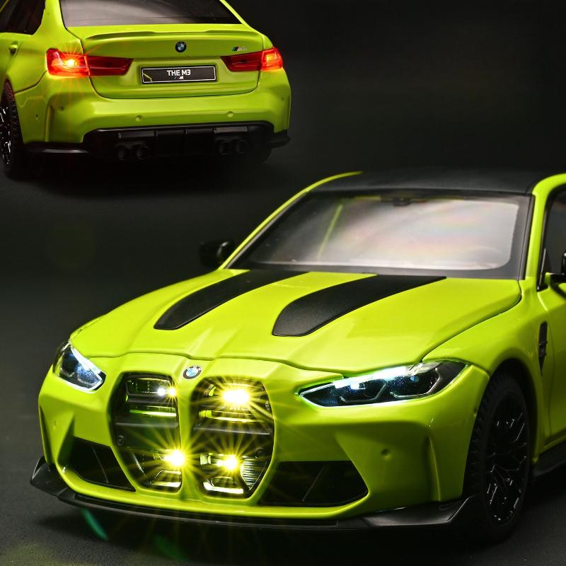 1:24 M3 CS LCI Sportwagen Legierung Druckgussmodell Metallauto Sound & Licht Rückzieher Sammlung Hobby Dekorationen Geburtstag
