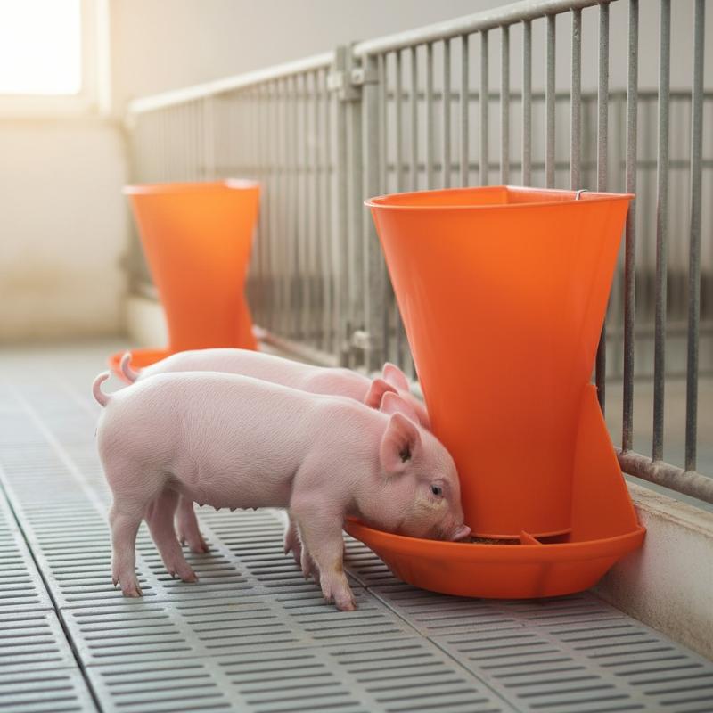 Piglet Feeding Trough Red Plastic Wall Mounted Feeder Bowl for Piglets Large Capacity Anti Spill for Farm Use