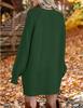 European & American Women's Oversized Cable Knit Sweater Dress - Round Neck, Long Sleeve, Mid-Length, Warm