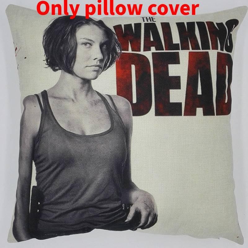 Premium Grey Linen Walking Dead Sofa Pillow Case For Fans Of Zombie Series 45x45cm