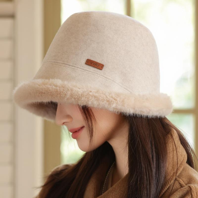Herbst und Winter Neu Damen Winddicht Warm Fischerhut Fleece Verdickter Beckenhut Eleganter Fischerhut