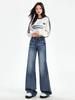 Women's Retro Blue High-Waisted Flare Jeans - 2025 Autumn/Winter Collection