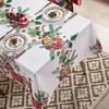 140*100cm Christmas Table Cover Cartoon Pattern Rectangle Christmas Tablecloth Easy Clean Festive Print Vintage Tablecloth Party
