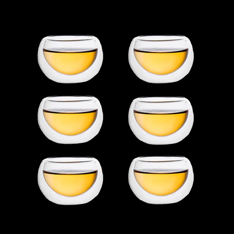 PINYU Double-Layer Glass Tea Cup Set