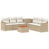 Sofa Set 8 Pieces Beige and Cream White Poly Rattan and Steel