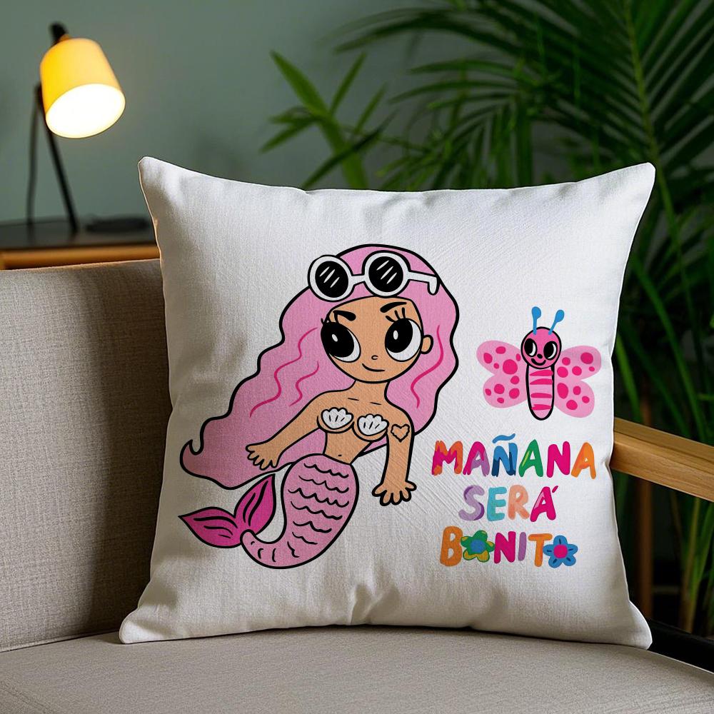 Cartoon Manana Sera K-Karol G Cushion Cover Soft Short Plush Double-Sided Printing Home Decor Machine Washable Pillow Case Gift