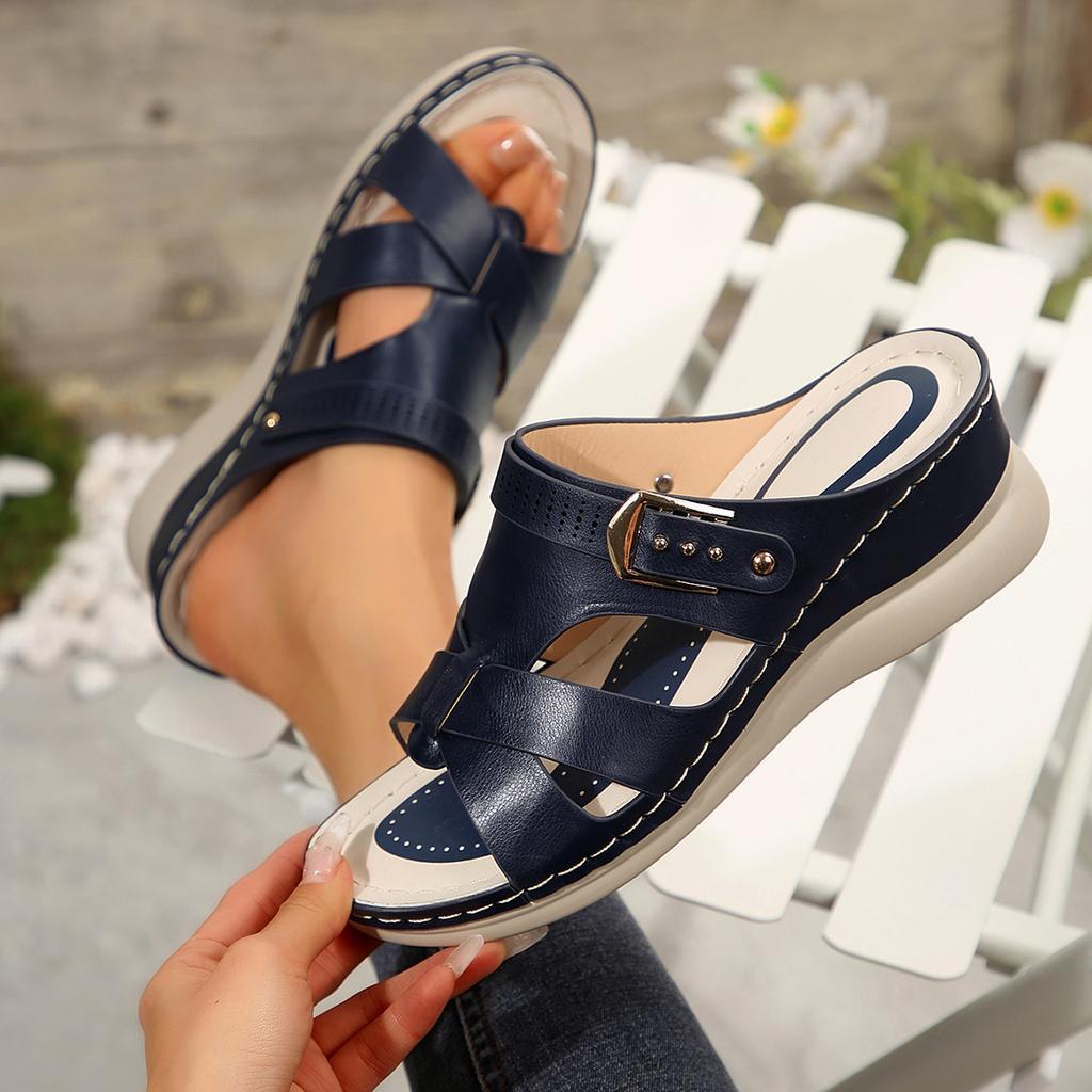 Thick-soled Slippers with Fish-mouthed Flat Heels and Beach Shoes