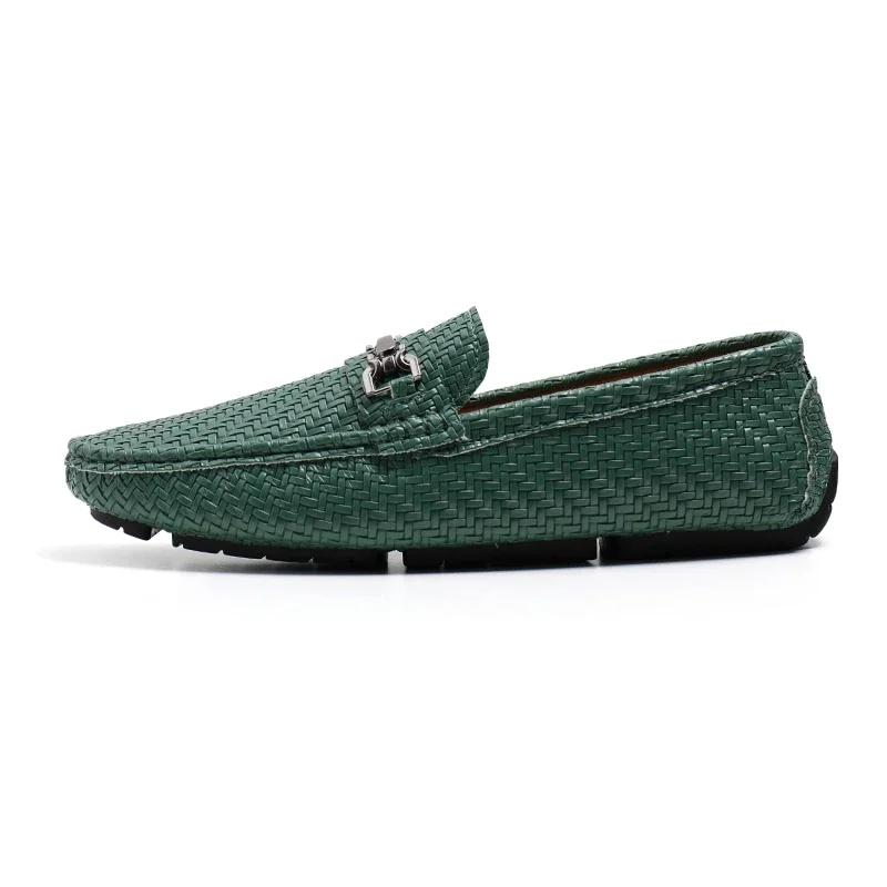 Fashion British Style Men's Leather Slip on Shoes Massage Soles Casual Flats Handmade Loafers Lightweight Male Driving Shoes Moccasins