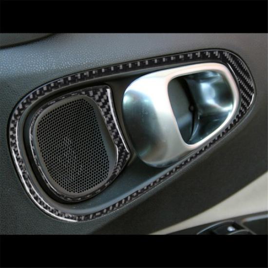 4Pcs Carbon Fiber Interior Rear Door Handle Cover Trim For 2014-17 Fiat 500L