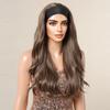 ALAN EATON Long Chestnut Brown Curly Headband Wigs for Black Women Heat Resistant Fiber High Quality Headband Hair Daily Party