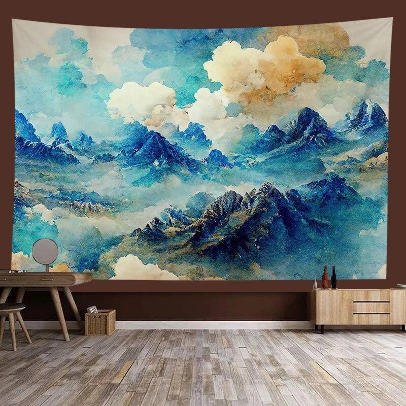 Chinese style landscape painting background tapestry room decoration wall background cloth living room home decoration
