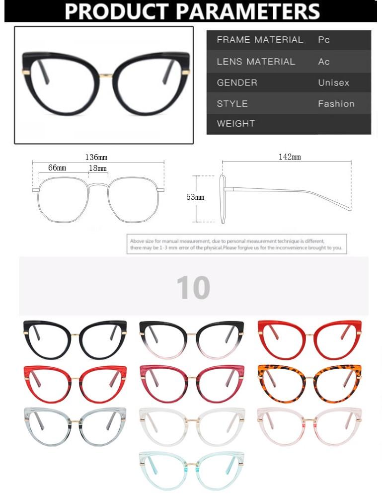 Fashion Anti Blue Light Cat Eye Glasses Frame for Women Blue Light Blocking Optical Eyewear Cateye Accessories