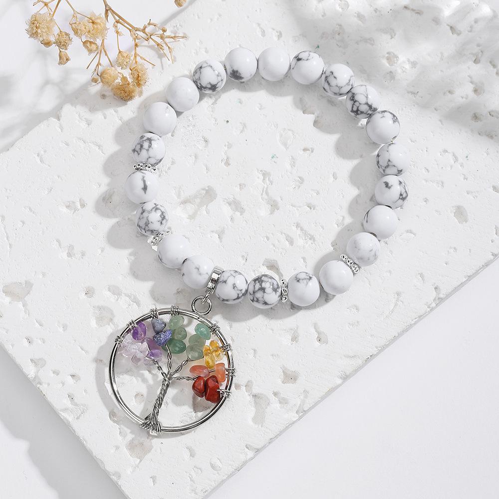 Натуральный Хрустальный Браслет, Аметист, Белая Сосна, Браслет из Бусин, Бохо Стиль, Браслет, Украшения