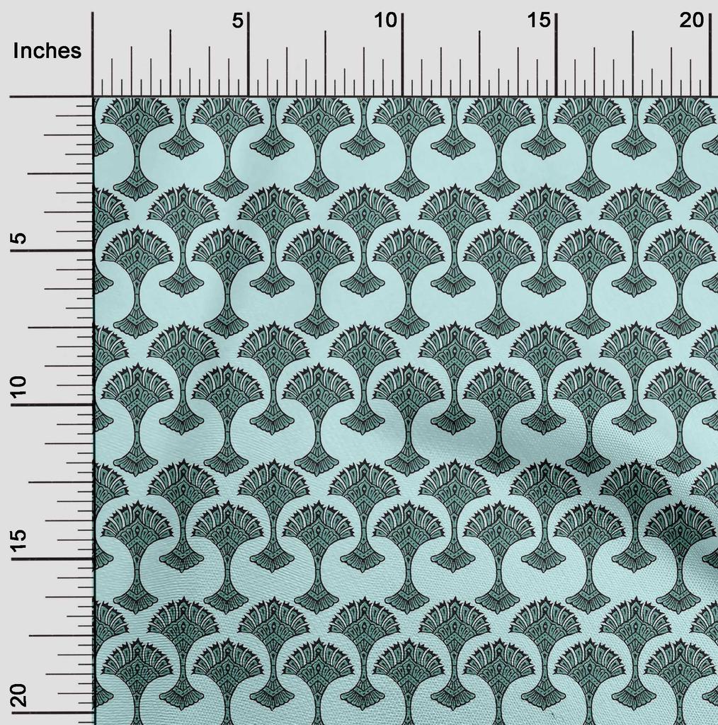 oneOone Cotton Flex Fabric Floral Block Printed Fabric 1 Yard 40 Inch Wide
