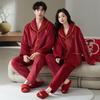 Fleece Thickened Flannel Red Pajamas Wedding Couple Suit Autumn And Winter Coral Fleece Men'S And Women'S Loungewear