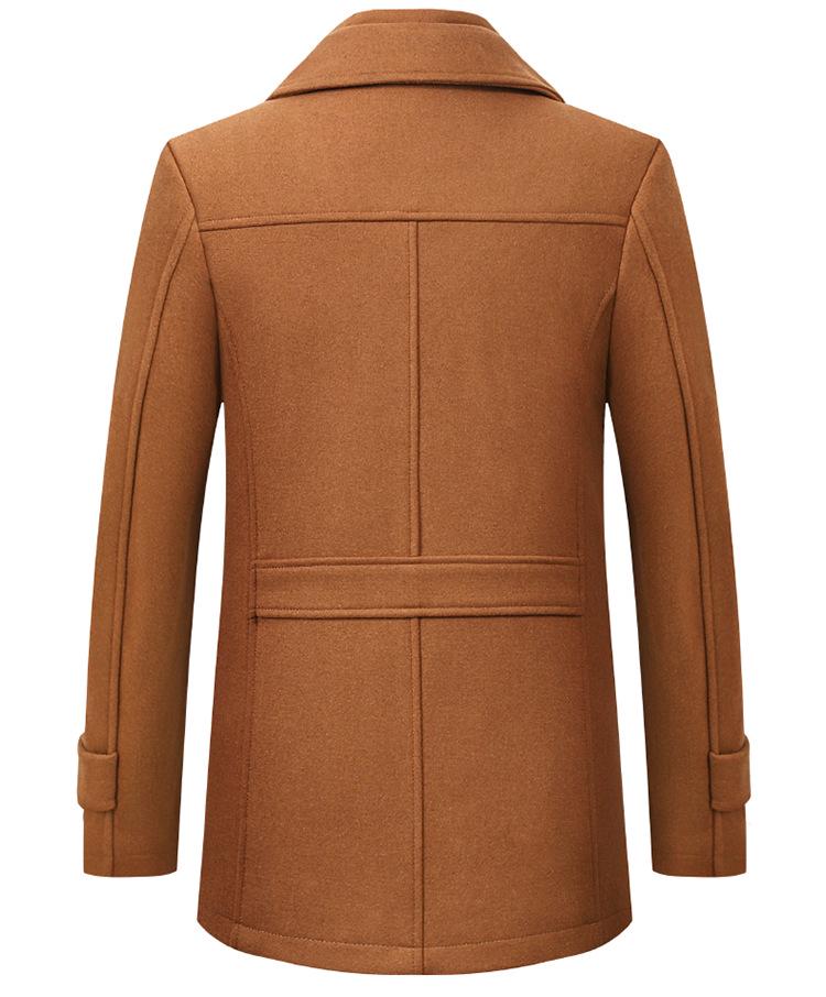 Men's Double Collar Woolen Coat for Autumn and Winter