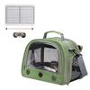 FUPUONE Bird Carrier Case, Transparent, with Perch and Cup, Mesh (Green)