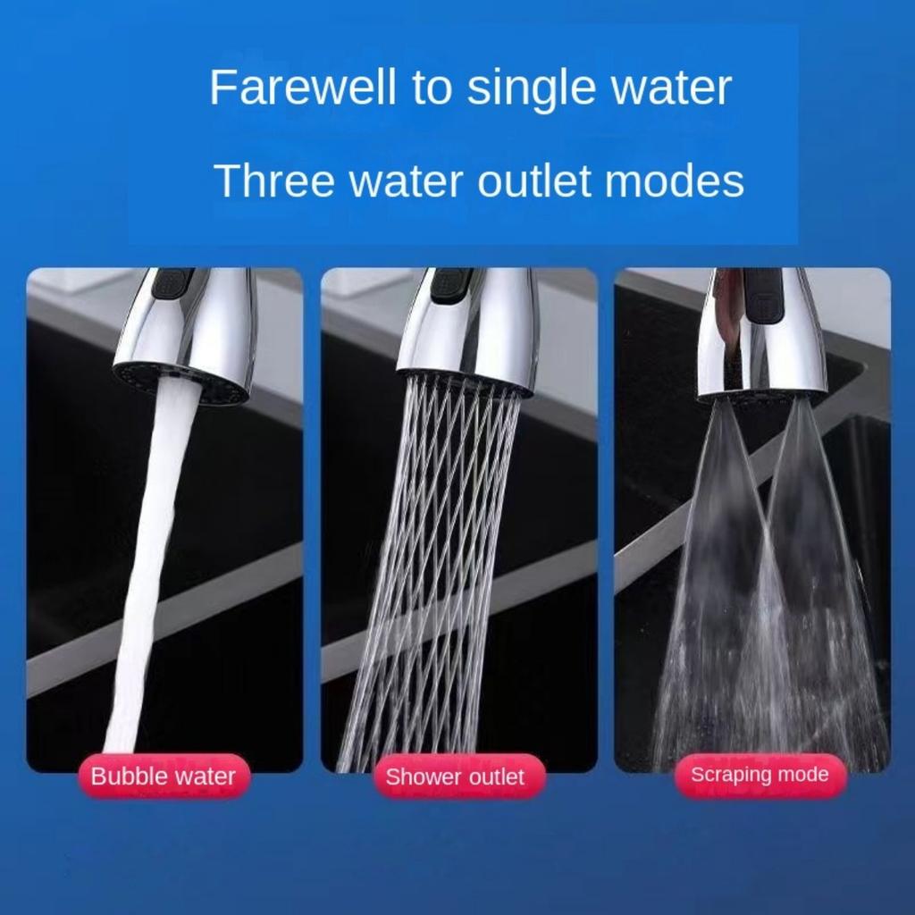Three Mode Rotary Kitchen Faucet Bubbler with Nozzle - Multi-purpose, High-pressure, Splash Proof Design, Suitable for Bathroom and Sink Use
