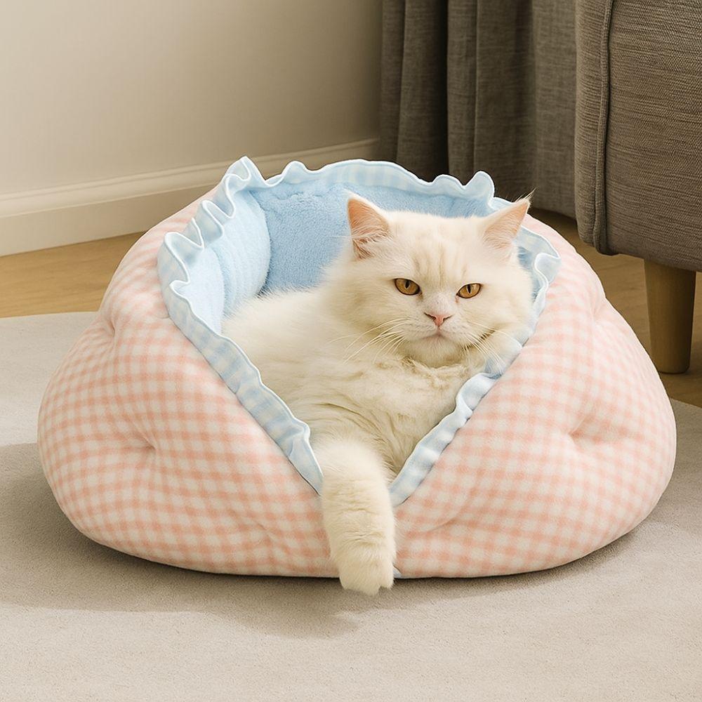 Creative Semi-surrounded Cat Plush Nest Soft Breathable Warm Pet Bed Comfortable Pet Cave Winter