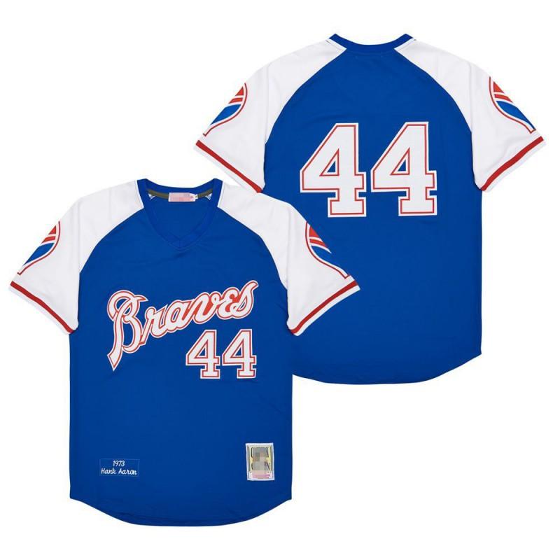 Mens Atlanta Braves Vintage Baseball Jersey 44 Hank Aaron Embroidered Retro MLB Fan Shirt Cotton Blend