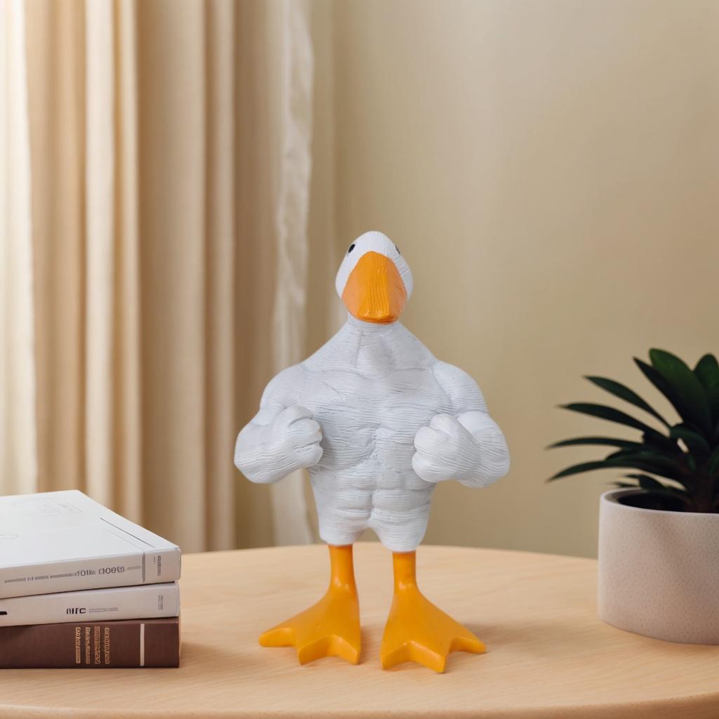 1 Piece of Creative and Quirky Muscle Duck Key Storage Ornament, Eye-Catching Desktop Decoration, Spreading Joy, Unique Home Decor Piece
