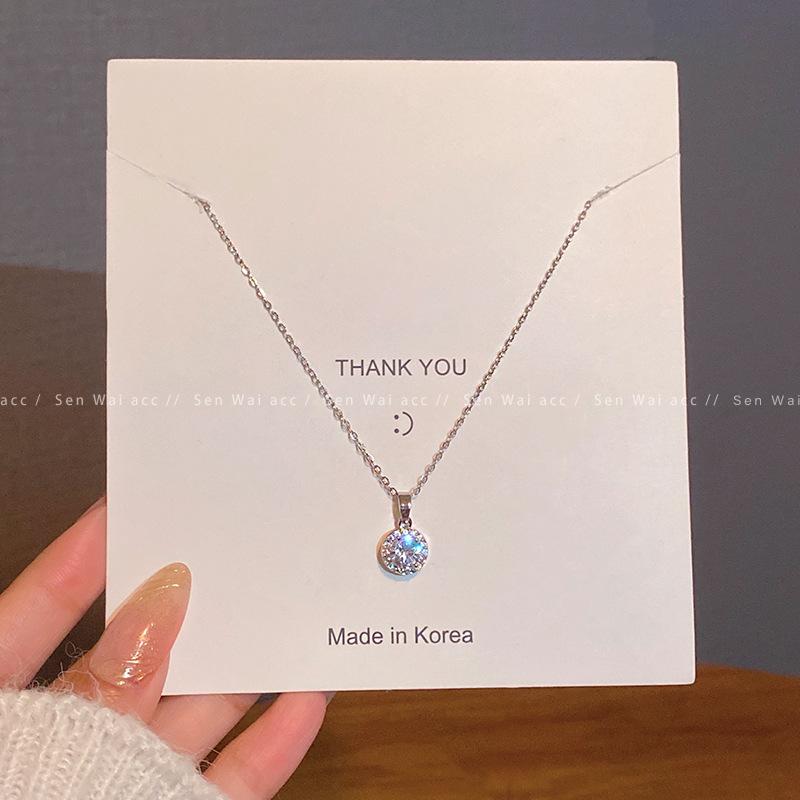Micro-inlaid zircon sugar cube titanium steel necklace women's light luxury niche design sense clavicle chain fashion neck chain