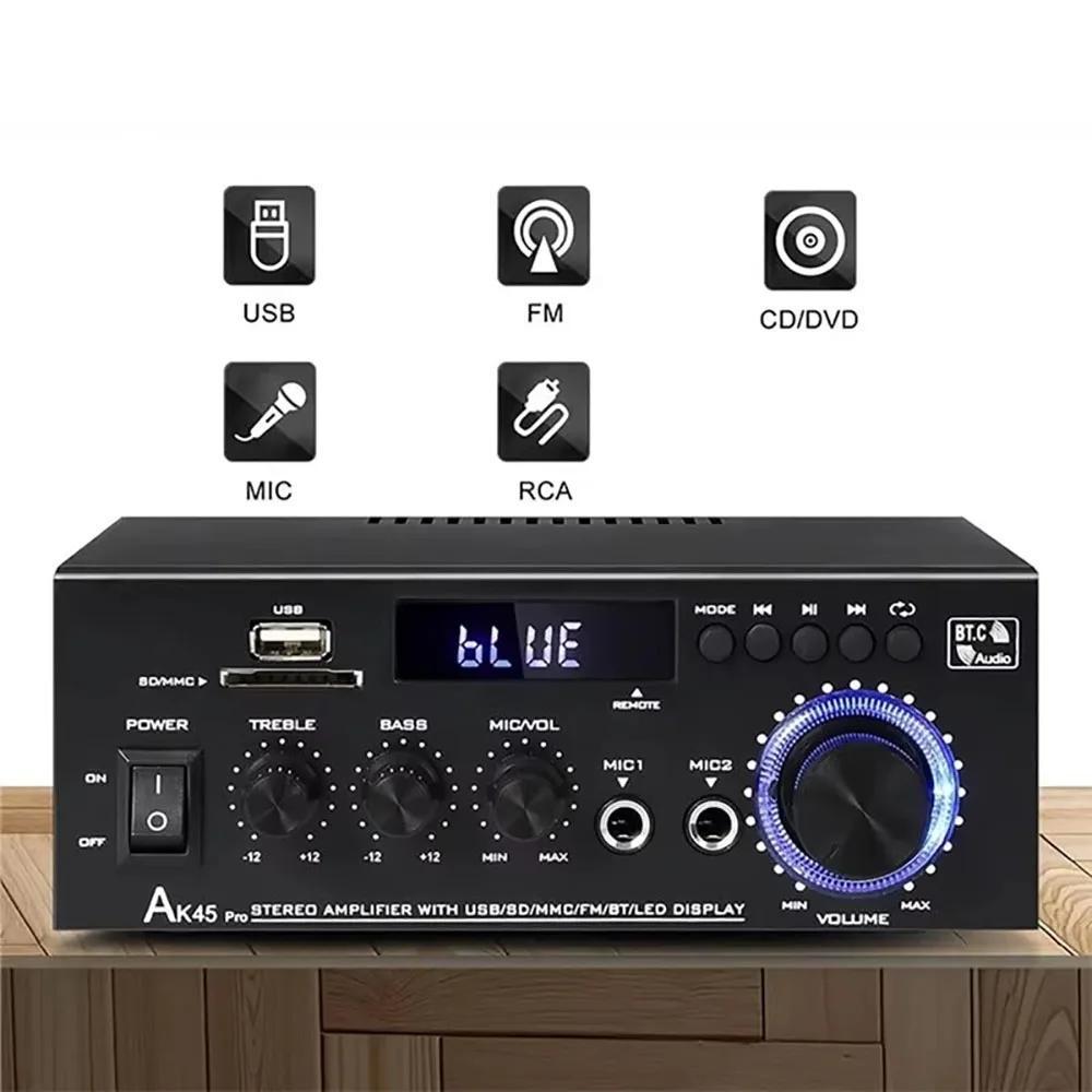 AK45 Bluetooth Audio Amplifier HiFi Digital Amplifier MP3 Player Channel 2.0 80W Power AMP Stereo For Home Car Karaoke